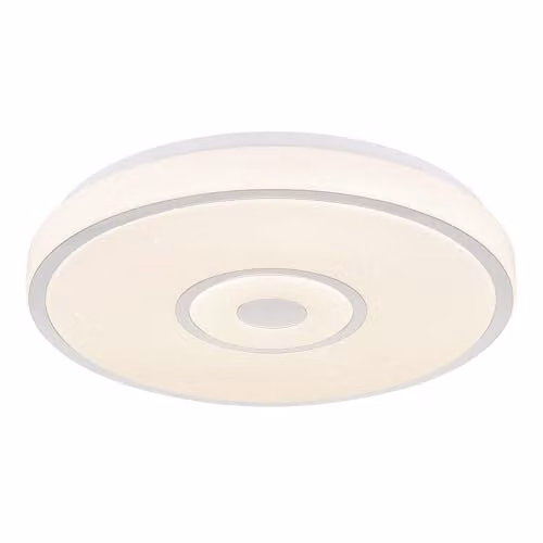 Globo Lighting Modern Round LED Ceiling Light in White and Chrome, 24W, 1400 lm, Diameter: 38 cm, Height: 6.5 cm