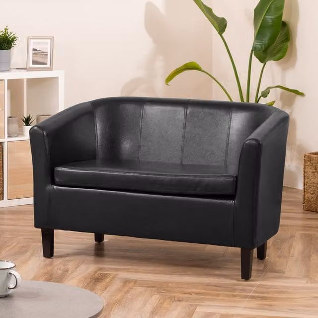 Artemis Home Meriden 2 Seat Tub Sofa in Red and Black Synthetic Leather