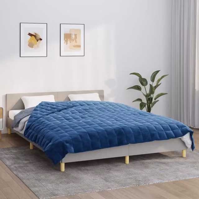 Berkfield Home Blue Weighted Blanket, W/D/H: 200 x 220 cm, 13 kg