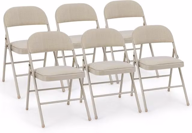 Costway 6-Piece Fabric Folding Chairs and Stools in Brown and Beige