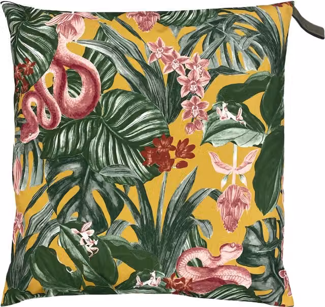Make it a Home Jungle Snakes Large Outdoor Floor Cushion Cover in Mustard Yellow and Pink Floral Multicolour