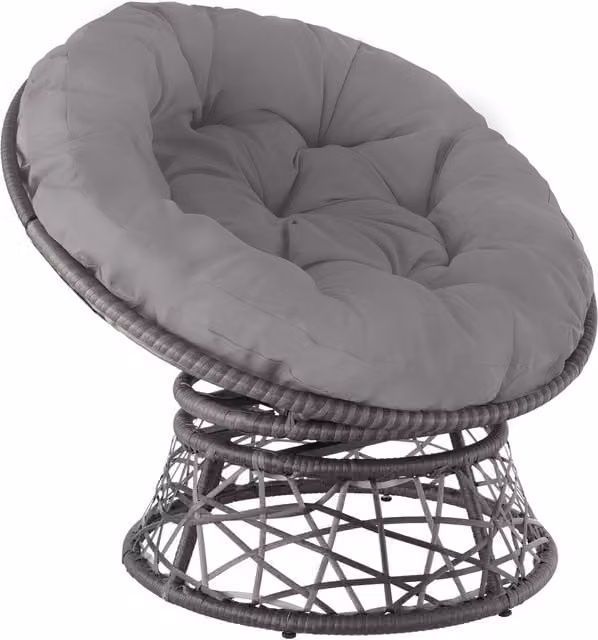 tectake Gargano 360 Swivel Rattan Garden Chair with Cushions, Grey