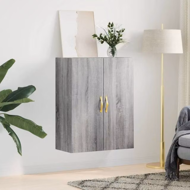 Berkfield Home Wall Mounted Cabinet in Grey, W: 69.5 cm, D: 34 cm, H: 90 cm