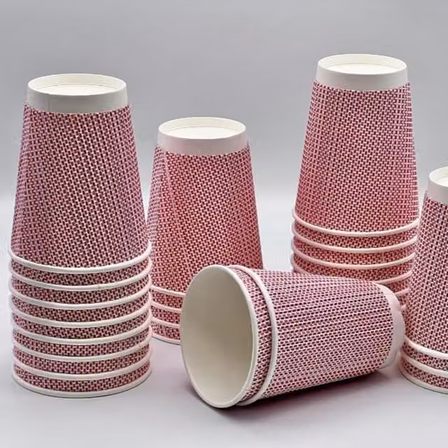 ECONX 8oz Pink 3-Ply Disposable Paper Coffee Cups for Professionals, Pack of 200