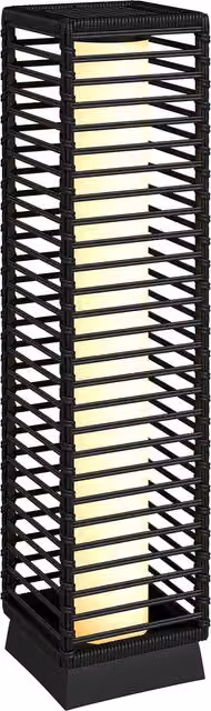 Outsunny Solar Rattan Floor Lamp in Black with Auto On/Off Dusk Sensor