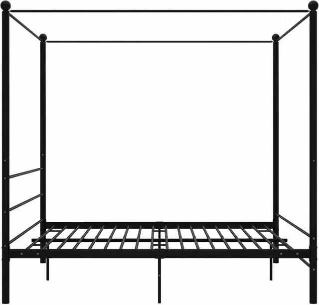 Berkfield Home Durable Metal Canopy Bed Frame, Black, W/D/H: 180 x 200 x 208 cm