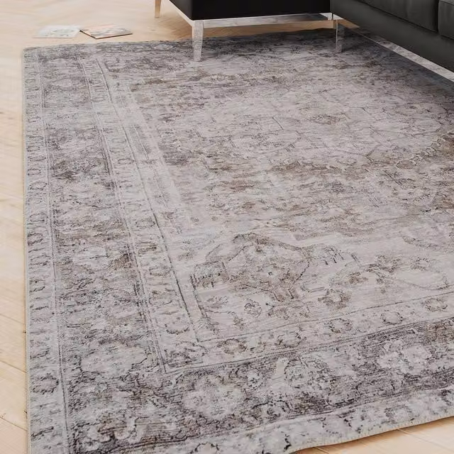 Kukoon Grey Distressed Soft Pile Area Rug for Living Room or Bedroom, W: 280 cm, D: 380 cm