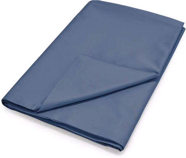 Bedeck Single Flat Sheet, 500 Thread Count Mako Satin Cotton, Navy Blue, W: 90 cm, L: 200 cm