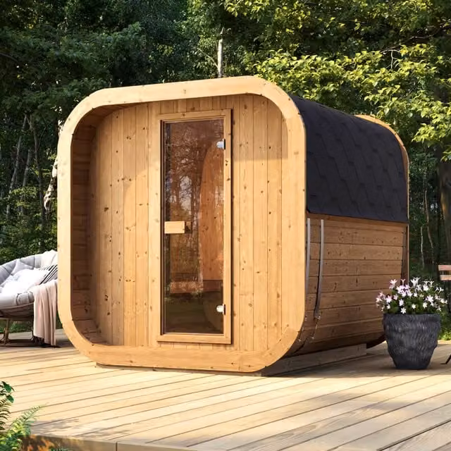 Stjarna Finnish Wood Outdoor Sauna in Brown