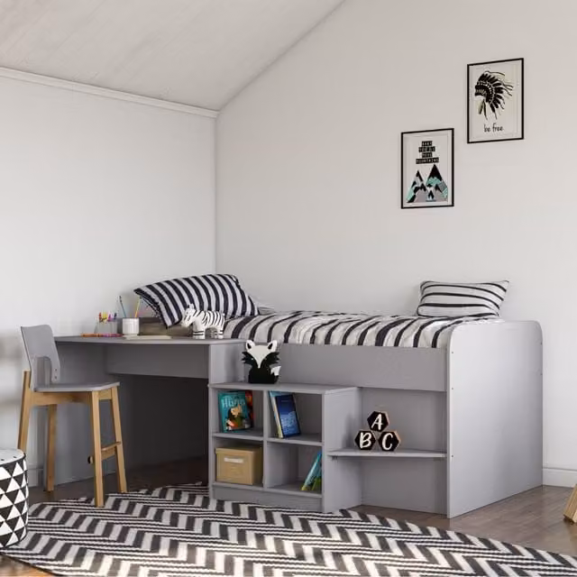Kidsaw Pilot Single Cabin Storage Bed in Grey, 90 x 190 cm
