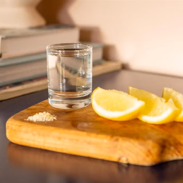 LAV Pack of 6 Transparent Yellow Shot Glasses, 65ml