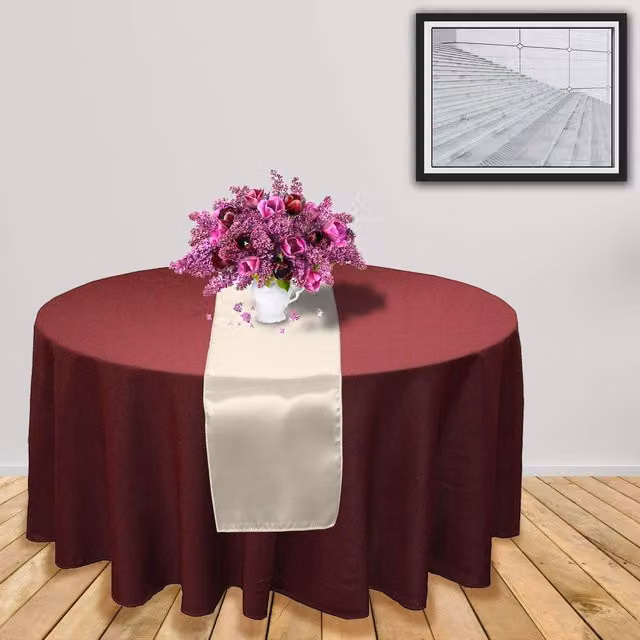 Trimming Shop Plain Satin Table Runner in Ivory White