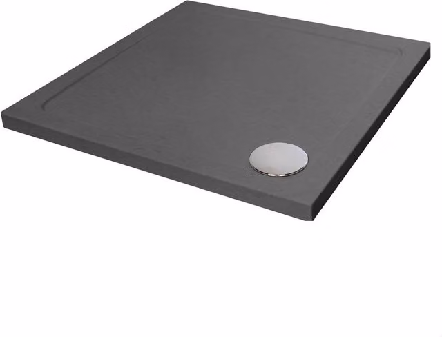 Balterley Grey Stone Slate Anti-Slip Square Shower Tray W: 100 cm, D: 100 cm