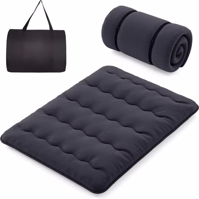 Gymax Queen Size Roll Up Floor Mattress and Tatami Mat in Black, W: 150 cm x L: 200 cm
