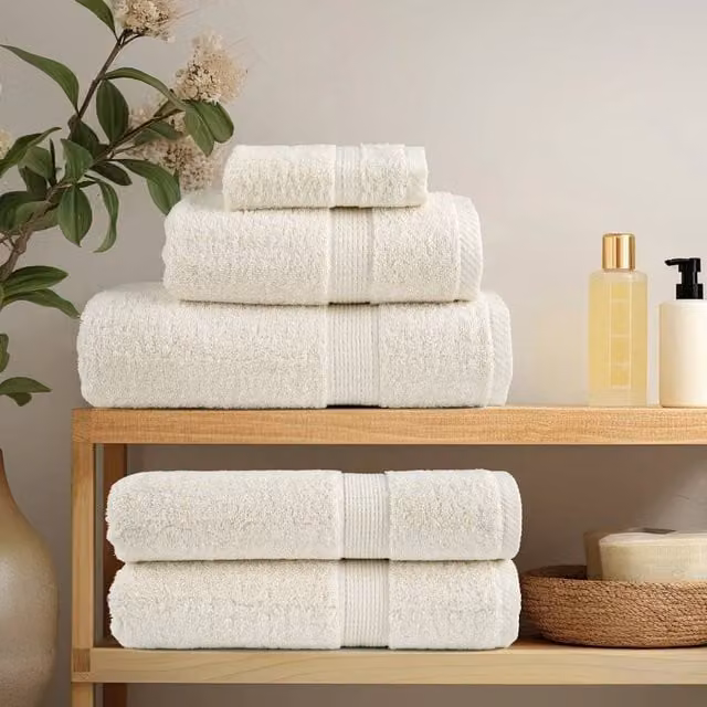 Berkfield Home SOLUND Premium Cotton Terry Towels, 2 Pack, Beige, W: 100 cm, L: 200 cm, 600 gsm