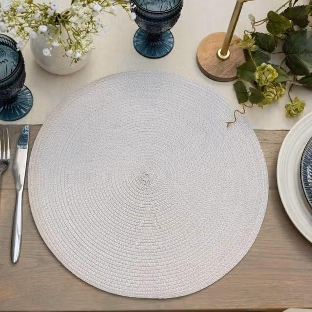 D-C-Fix Wipe Clean Woven Round Placemats in Grey Stone