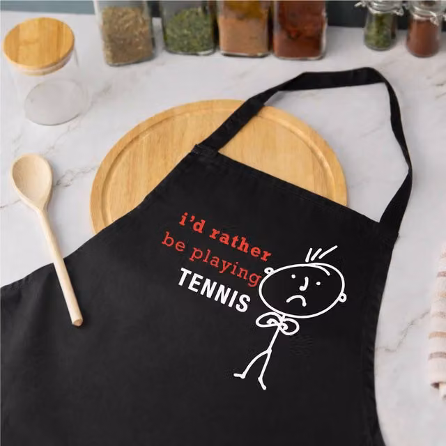 60 Second Makeover Men's I'd Rather Be Playing Tennis Apron in Black