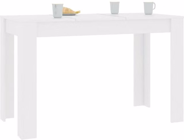 Berkfield Home Modern Rectangular Dining Table in White, W/D/H: 120 x 60 x 76 cm