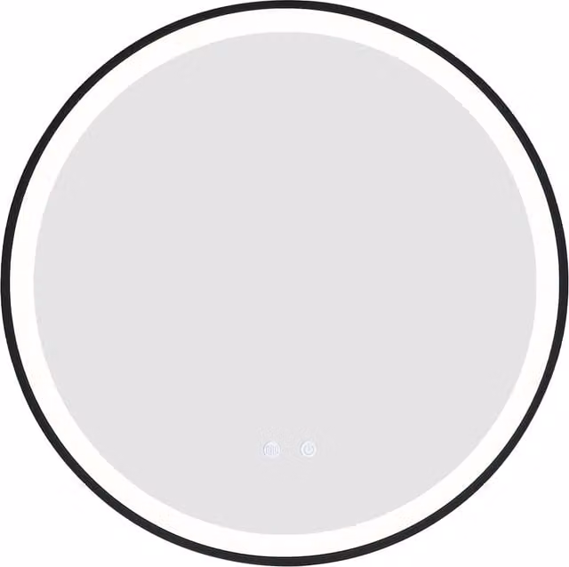 KOMORE Round Black LED Wall Mirror with Touch Controls, Diameter: 60 cm