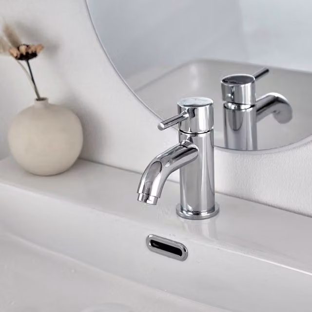 BATHWEST Single Lever Chrome Brass Bathroom Basin Mixer Tap in Silver