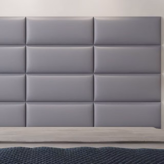 NOVECRAFTO Self Adhesive Padded Wall Panels, Grey, W: 60 cm, H: 25 cm