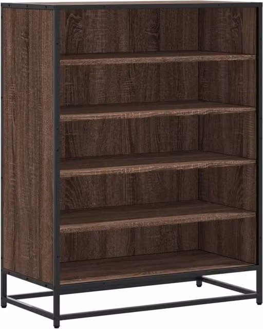 Berkfield Home Brown Oak Shoe Cabinet with Metal Accents, W/D/H: 75 x 38 x 97.5 cm
