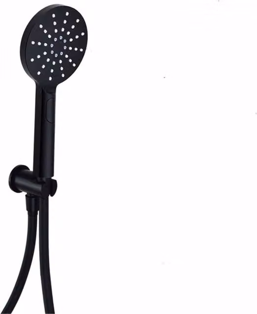 Clifton Round Outlet Elbow with Wall Bracket and Shower Handset in Matt Black
