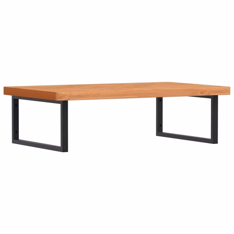 Berkfield Home Wall Mounted Basin Shelf in Brown Steel and Solid Beech Wood