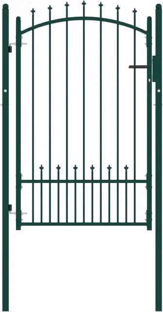 Berkfield Home Green Steel Spiked Swing Fence Gate, W: 100 cm, H: 150 cm