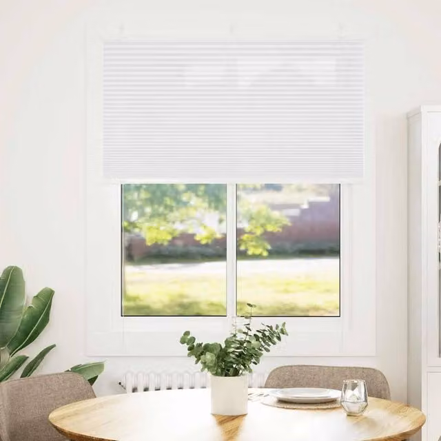 Berkfield Home Single Pleat Corded Blind in White Polyester, W: 110 cm, H: 100 cm