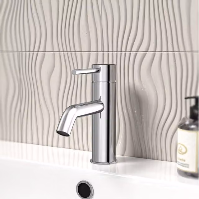 Nes Home Chrome Deck Mounted Round Single Lever Basin Mono Tap in Silver