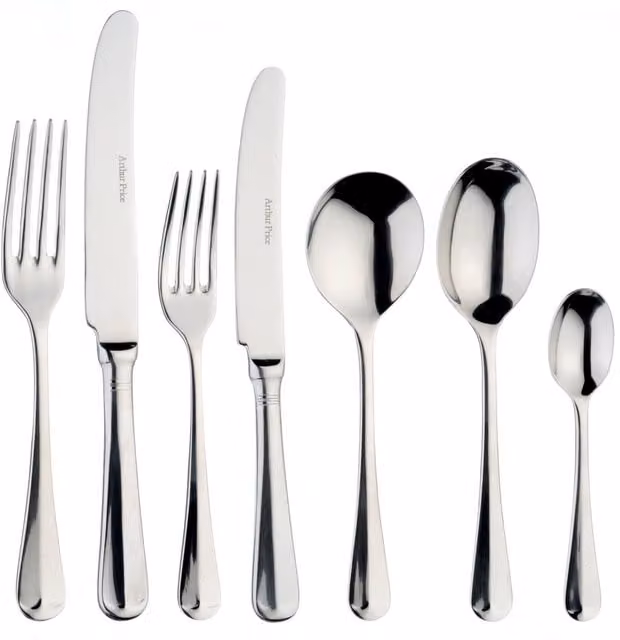 Arthur Price Rattail 58 Piece 8 Person Stainless Steel Cutlery Set in Silver with Case