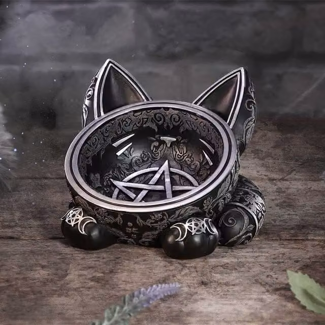Nemesis Now Black and Silver Organic Ceramic Trinket Bowl, Diameter: 16 cm