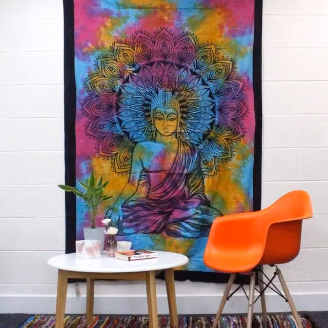 KDMK Blue and Multicolour Handmade Cotton Mandala Bedspread and Wall Hanging