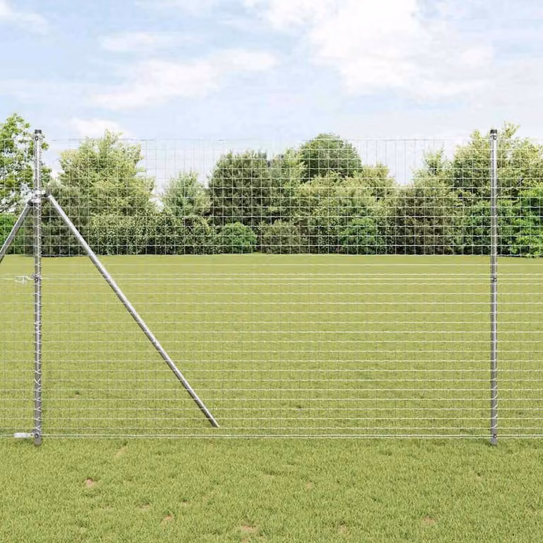 Berkfield Home 26 Piece Set of Round Galvanised Steel Fence Posts in Silver, Diameter: 3.2 cm, Height: 200 cm