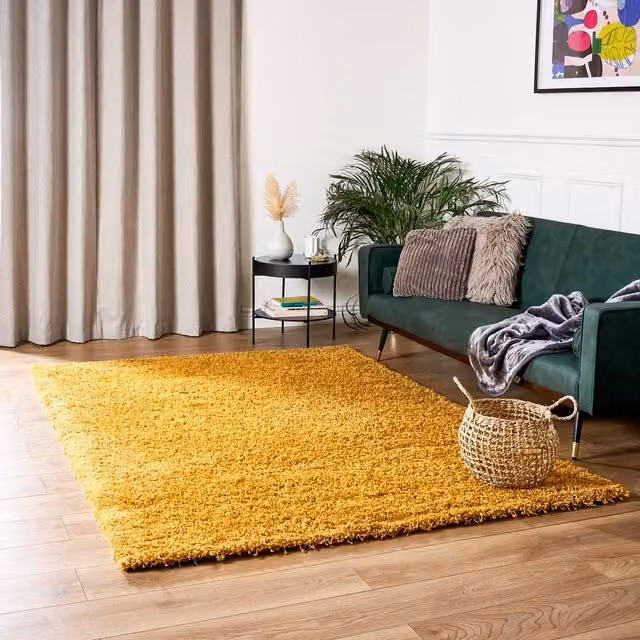 Bravich California Shaggy Rug in Yellow, W: 330 cm, D: 240 cm