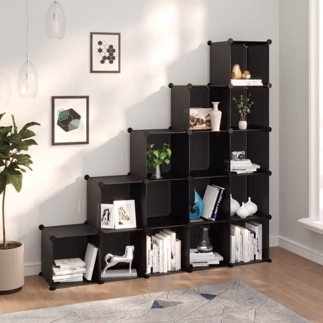 Berkfield 15-Cube Freestanding Home and Office Storage Organiser in Black