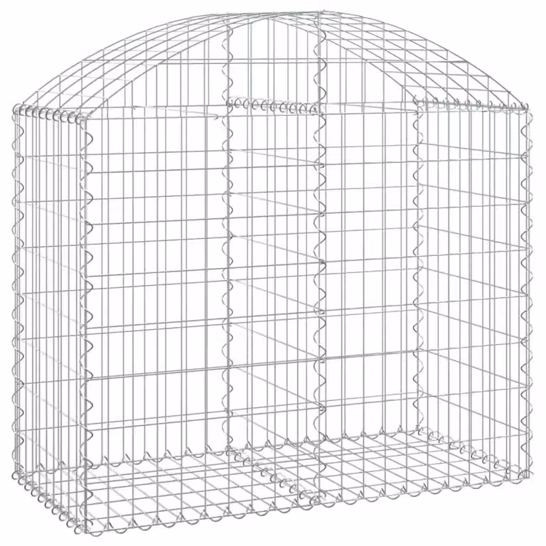 Berkfield Home Arched Gabion Basket in Silver Galvanised Steel, W: 100 cm, D: 50 cm, H: 80-100 cm