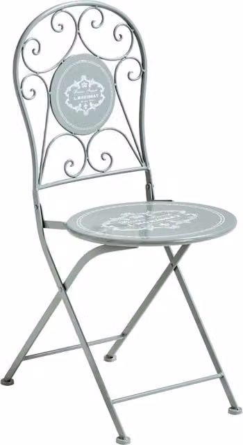Premier Housewares Cafe Cassis Grey Lacquered Metal Chair, W/D/H: 55 x 38 x 92 cm