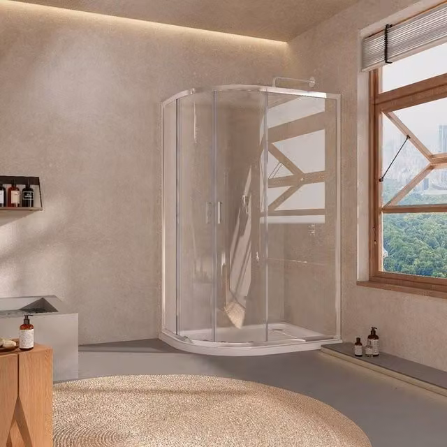 Bathroom Kingdom Shire 6mm Easy Clean Offset Quadrant Corner Shower Enclosure in Silver, 900mm