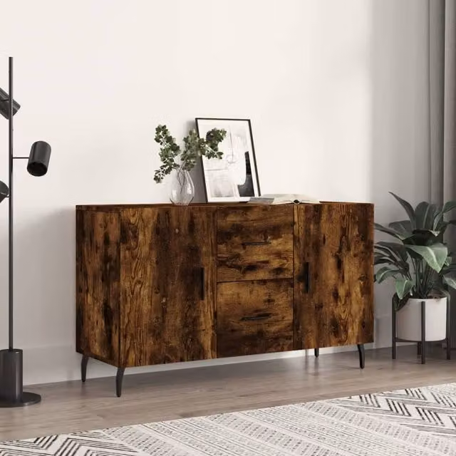 Berkfield Home Modern Smoked Oak Sideboard in Brown, W/D/H: 100 x 36 x 60 cm