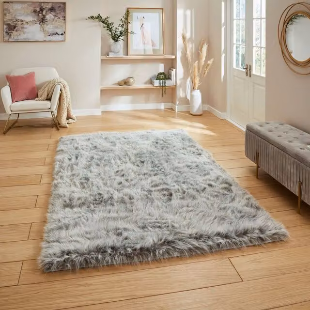 The Rug Shop UK Plain Grey Shaggy Rug, W: 160 cm, D: 230 cm, 80 mm Thick