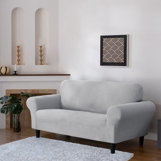 Delby Silver 3 Seater Stretch Elastic Sofa Cover
