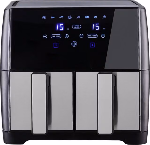Living Star Dual Zone Touch Screen Air Fryer with Timer, Black