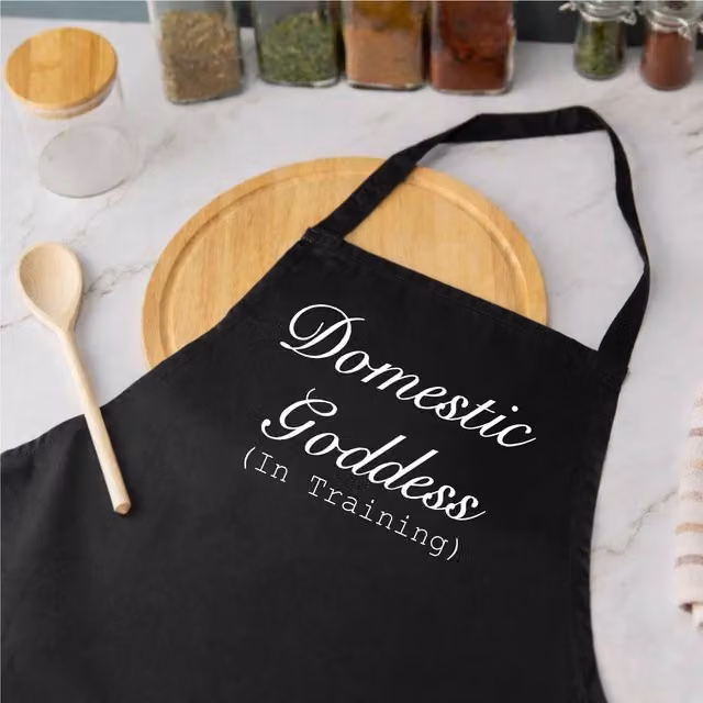 60 Second Makeover Domestic Goddess In Training Black Apron for Adults