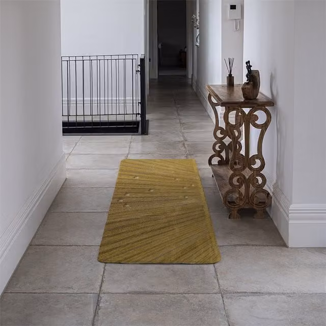 Benjamin Tate Design LTD Abstract Bales of Wheat Designer Runner Rug, Yellow, Non-Slip Faux Fur