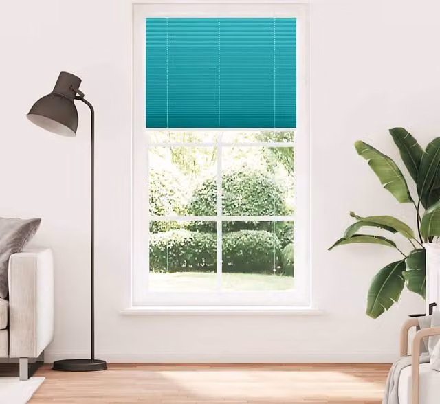 Berkfield Home Single Pleat Petrol Green Semi-Transparent Polyester Blind, W: 104.4 cm, H: 200 cm