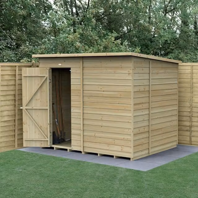 Forest Garden Pent Wood Shed in Brown with Window, Floor and Foundation