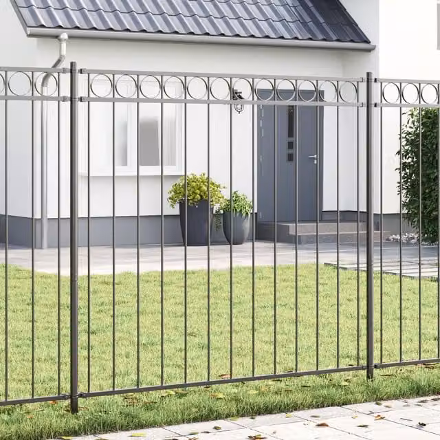 Berkfield Home Steel Garden Fence, Grey, W: 1.7 m, H: 1.5 m