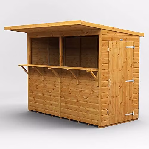 Powersheds Premium Pent Wooden Pub Shed in Brown with 12mm Extra Thick Timber and Lacquered Finish